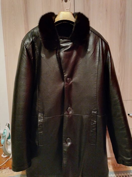 Кожанная мужская дубленка