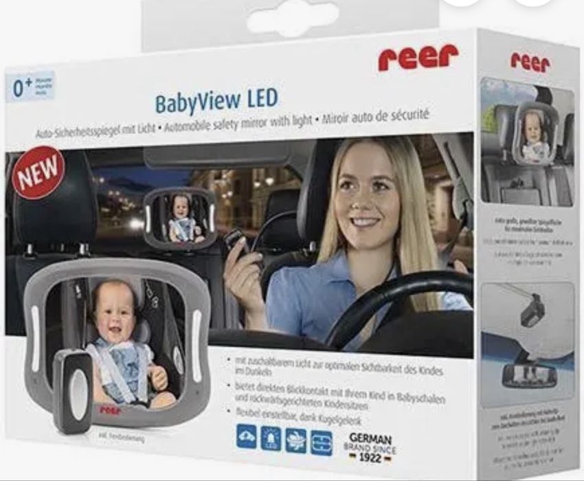 Oglinda REER de siguranta auto cu led pentru monitorizare bebelusi
