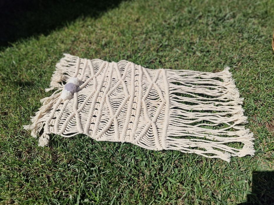 Coș bambus și păturică macrame recuzită ședințe foto newborn