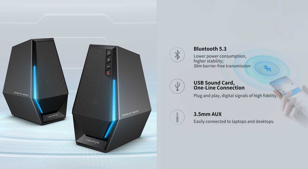 Edifier G1500 игровые колонки 2.0/Bluetooth 5.4/AUX/USB/RGB-подсветка