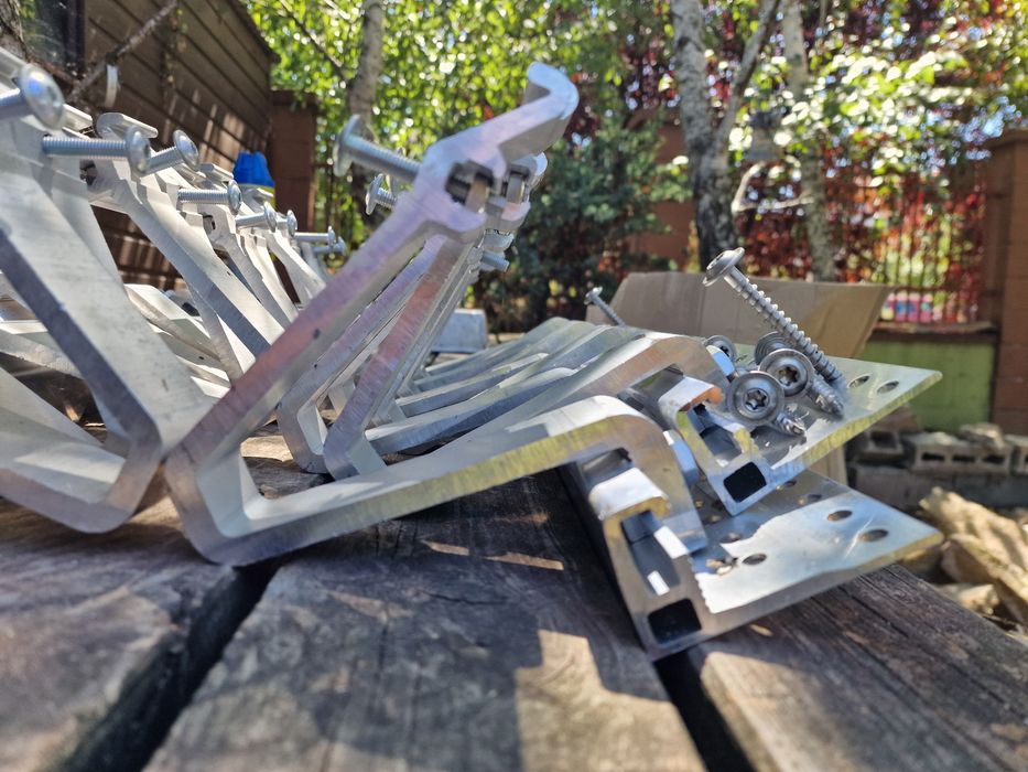 Set console carlige AL pt 10x panou solar sistem fixare acoperis tigla AL inox