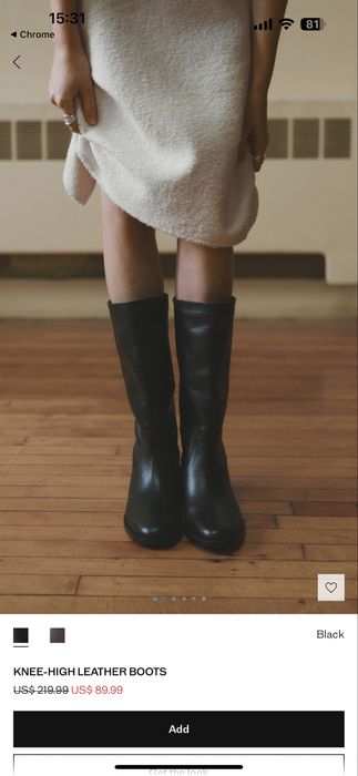 Сапоги женские, кожа. Mango