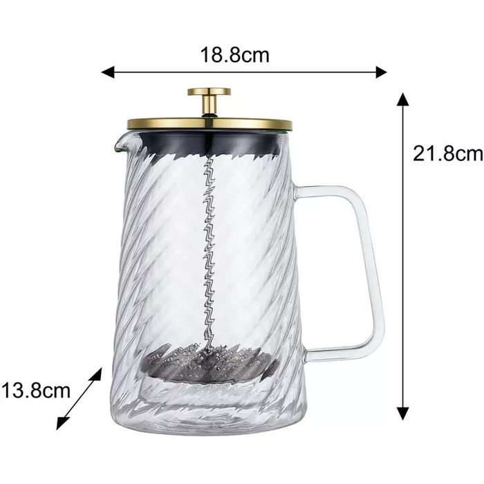Infuzor cafea, ceai cu piston, auriu, sticla, 1L, Klausberg