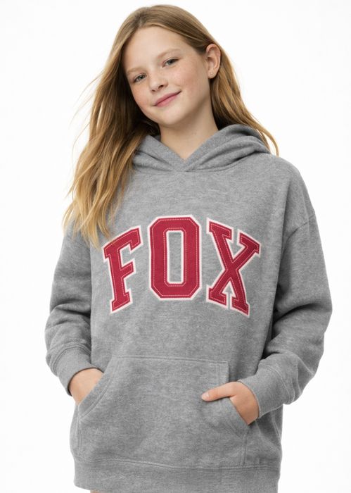 Детское худи FOX серое с капюшоном