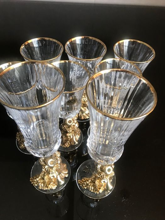 Фужеры ИТАЛИЯ хрусталь премиум 24 карата золото ROYAL CRiSTALL