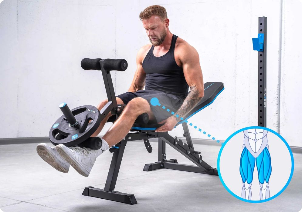 Bancă Fitness Multifuncțională cu Suport Haltere și Presă Picioare