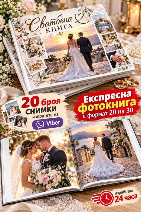 Фотокнига със снимки от вашия телефон,сватбени,семейни и други