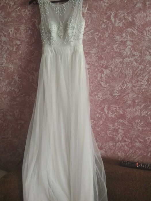 Платье длинное гипюр+сетка