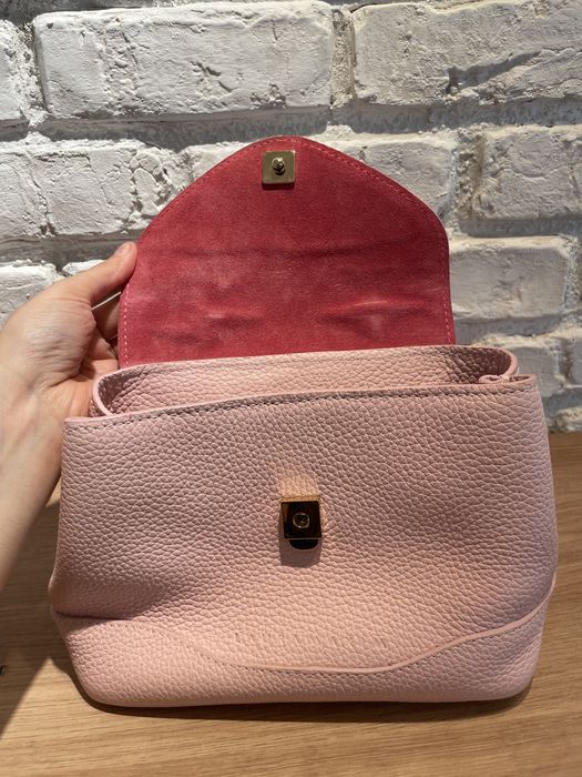 Geanta Laura Maxim Mina mini roz pudrat piele naturala
