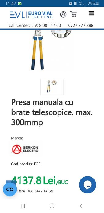 Presa manuala Klauke pina la 300mm