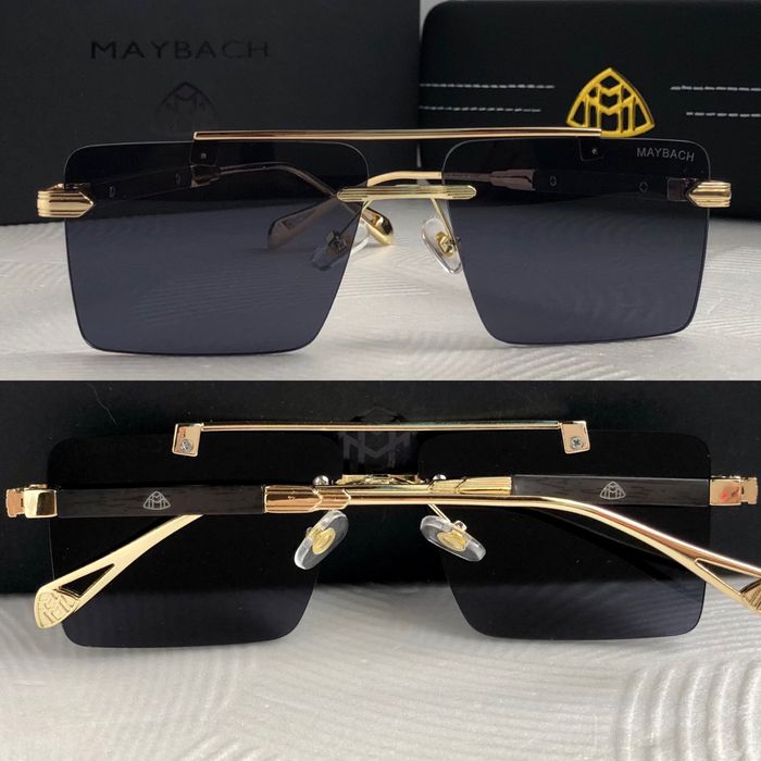 Мъжки слънчеви очила правоъгълни 3 цвята Maybach черни кафяви сини