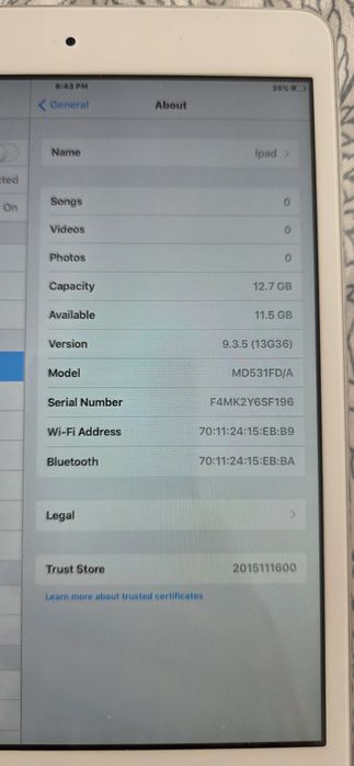 Apple iPad Mini wifi A1432, 16GB