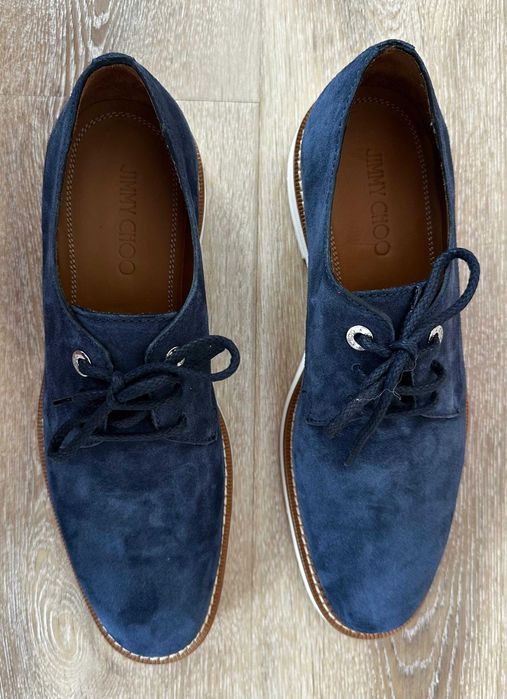 Pantofi bărbătești Jimmy Choo noi - Oxford Blue suede