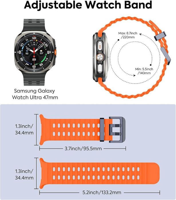 Силиконова Каишка за Samsung Galaxy Watch Ultra - Оранжев цвят