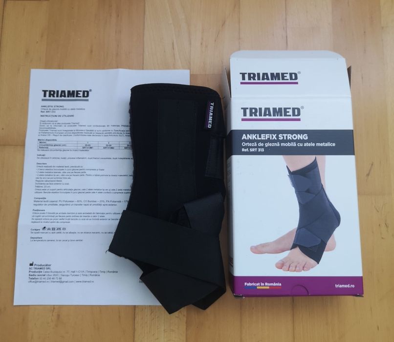 Orteza de glezna mobila cu atele metalice cu design anatomic