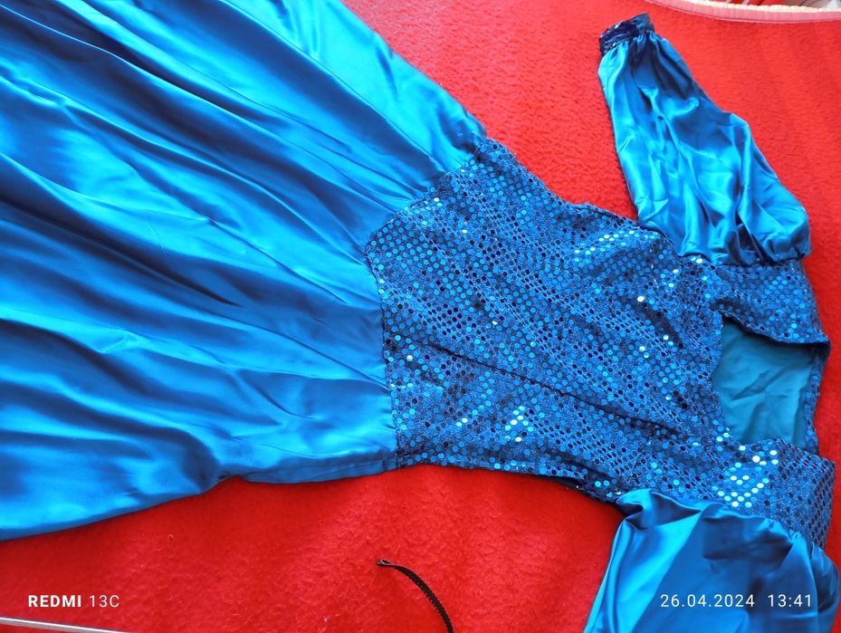 Rochie saten albastru cu paiete mar M-L