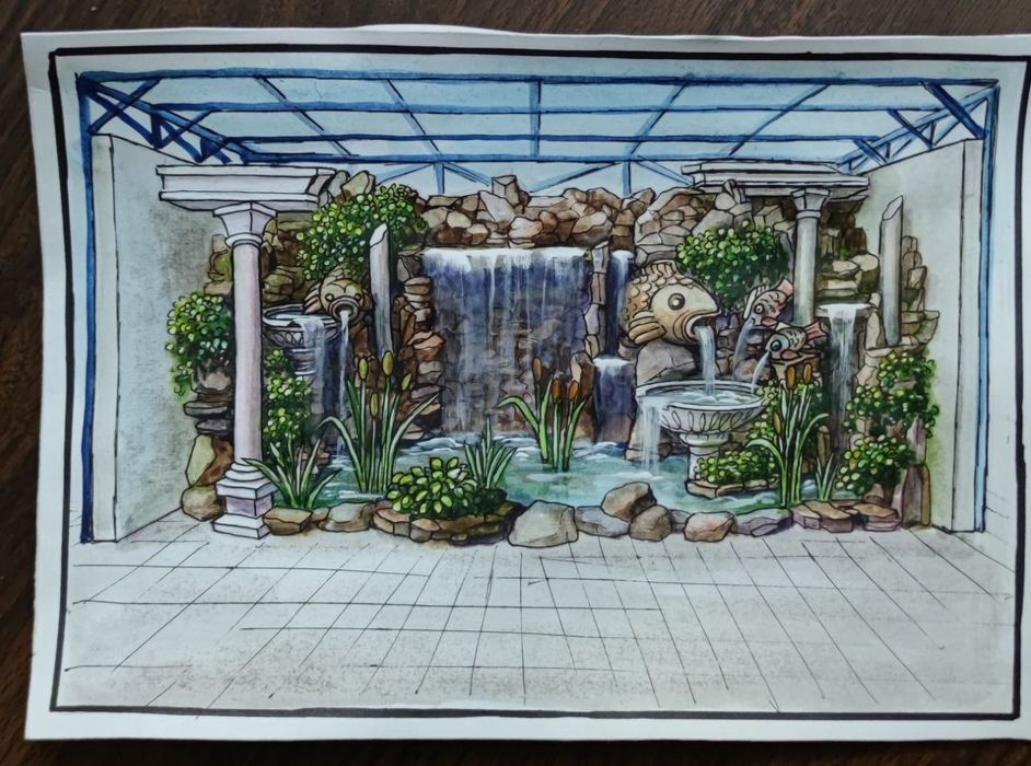 Водопады фонтаны пруды бассейны речки водный объект строительство