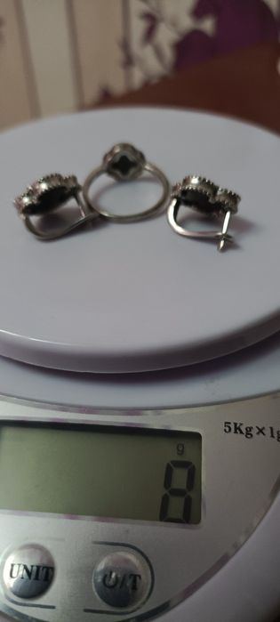 Набор из серебра с черными агатами