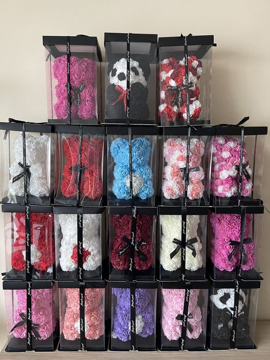 Ursulet din trandafiri de sapun pentru cadou pentru persona iubita