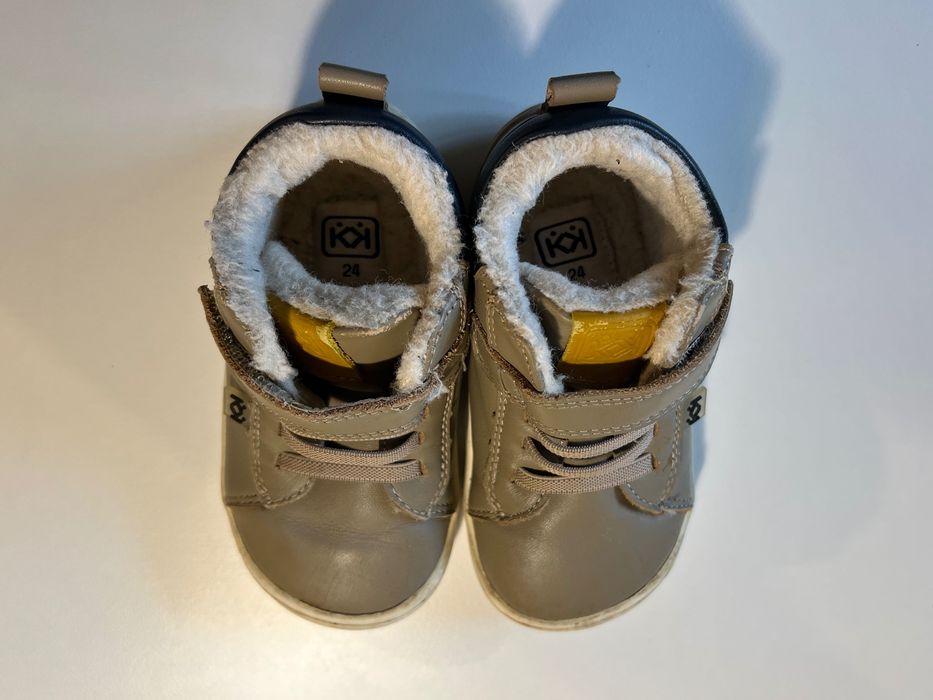 Боси кожени боти „Колев и Колев“ с вълна, 24 размер