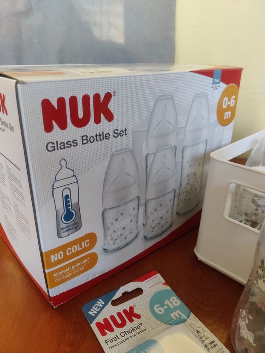 Nuk Стартов сет стъклени и 2 бр. пластмасови шишета First Choice 0-6 м