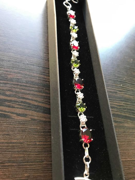 Bratara Argint 925 cu Pietre Semipretioasa Peridot si Granat TOY