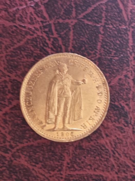 Златна монета 10 корони 1906 год,имп. Франц Йозеф,3.39 гр, проба 900/1