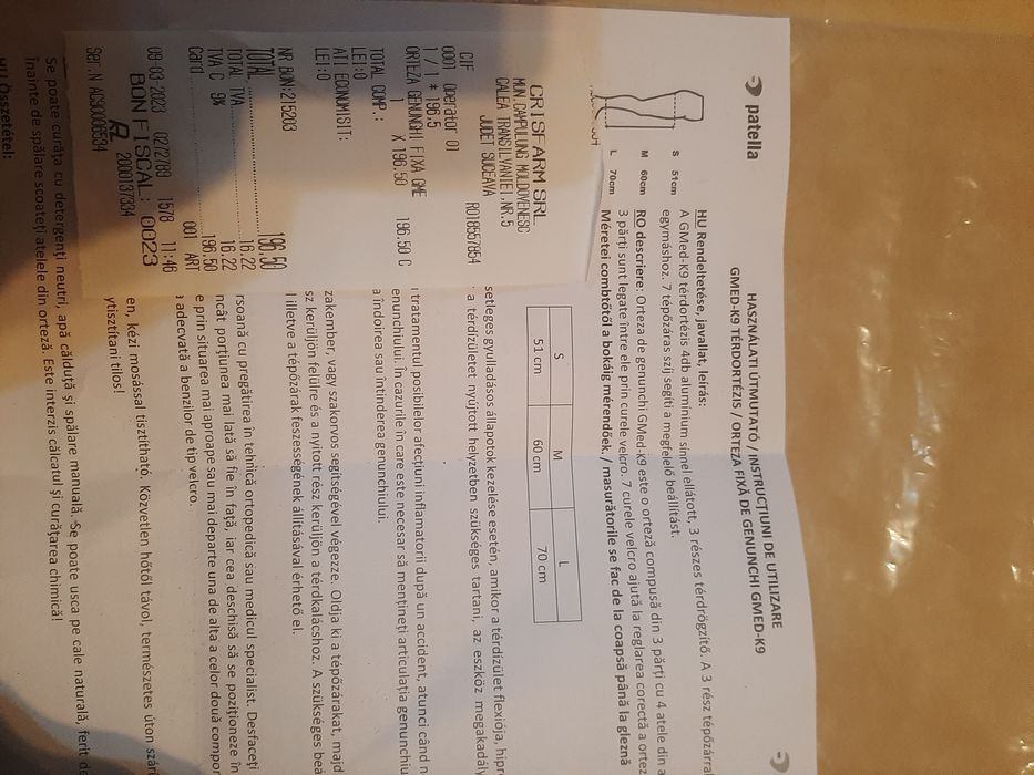 Orteza genunchi mărimea S