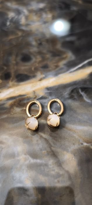 Золотые серьги бренд Diamant, с лунным камнем