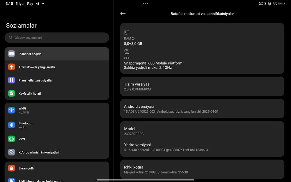 Redmi pad se xotira 256