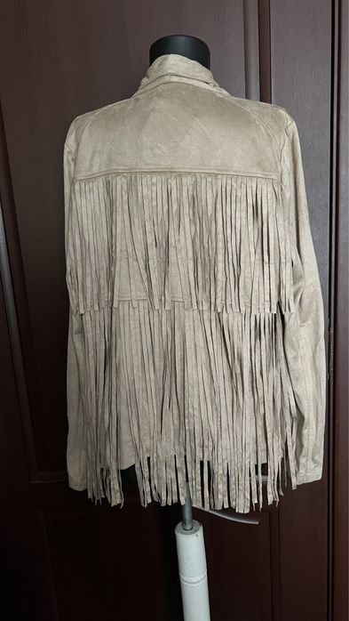 Jacheta / cardigan cu franjuri - imitatie piele intoarsa