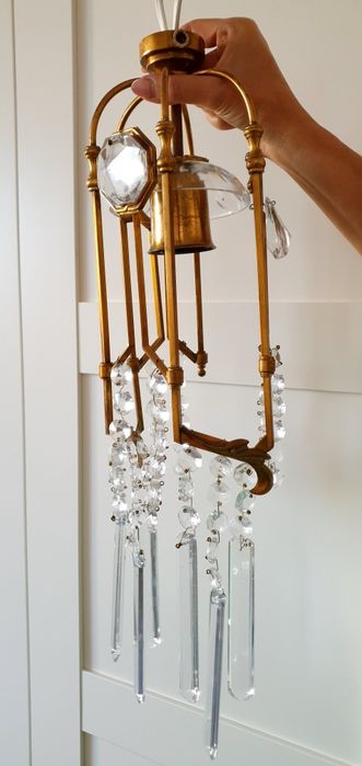 Lustra Bronz si cristale Candelabru vintage aplica obiect iluminat