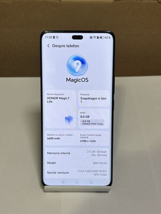 MDM vinde: Honor Magic 7 Lite, 256GB, Titanium Black.