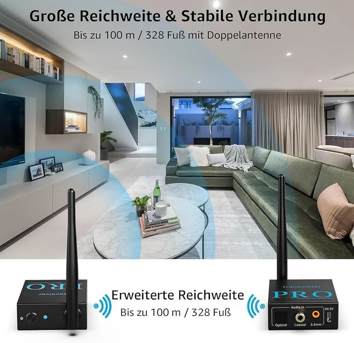 1Mii l Wireless Audio Transmitter Receiver, 2.4G Audio Radio - 100m