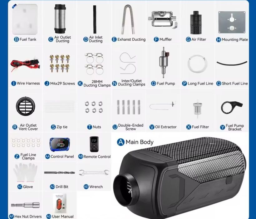 Дизелова суха печка 12v-24v  мощност 8 kw