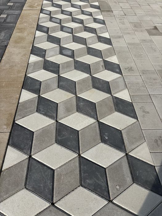 Pavaj 3D grosime 6 cm gri,antracit si alb