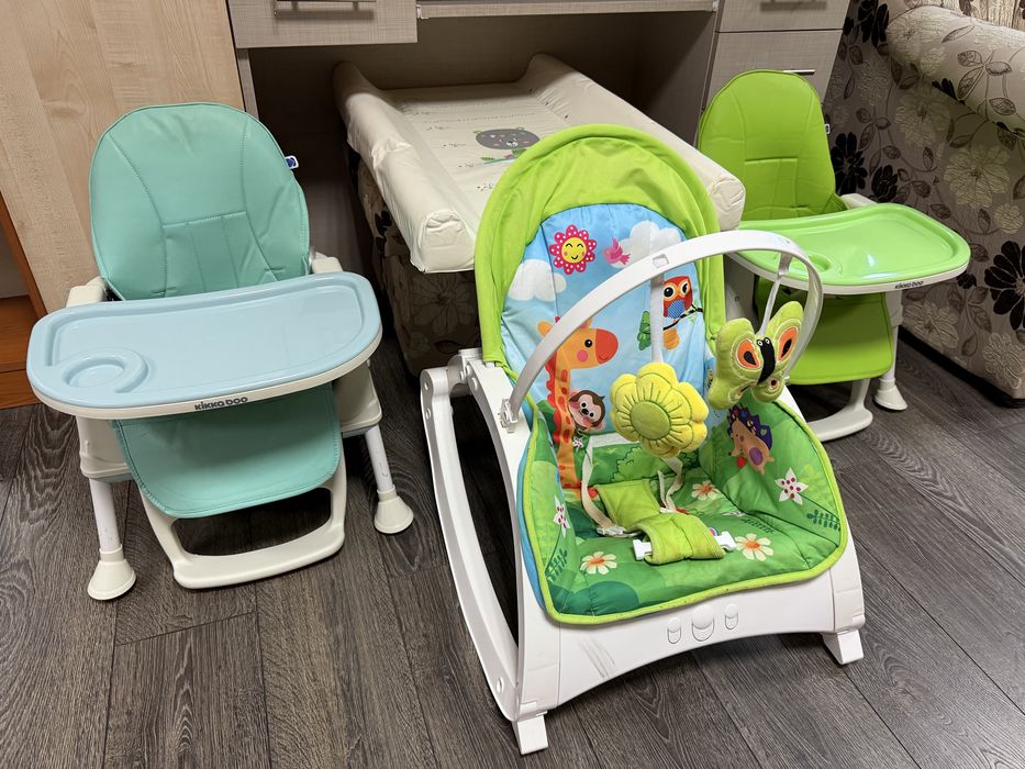 Детски столчета за хранене, шезлонг и повивалник