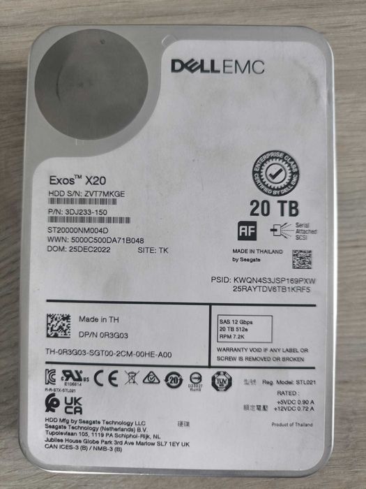 Hard disk HDD Seagate Exos X20 20TB SAS enterprise - DELL