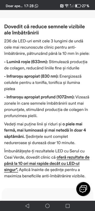 Mască facială cu terapie cu lumină roșie Led