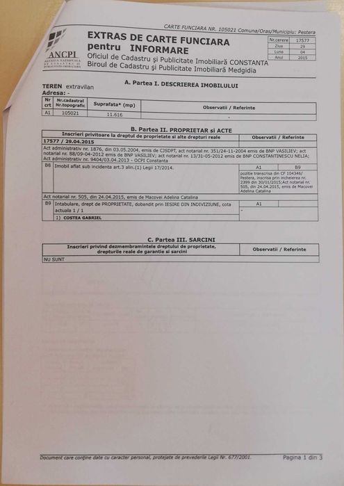 Teren agricol de vânzare, 1,1616 ha, Peștera /Ivrinezu, jud. Constanța