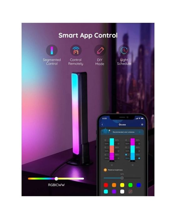 Govee H6056 Смарт лампи Govee - Flow Plus H6056 , RGBICWW, Wi-Fi, многоцветни