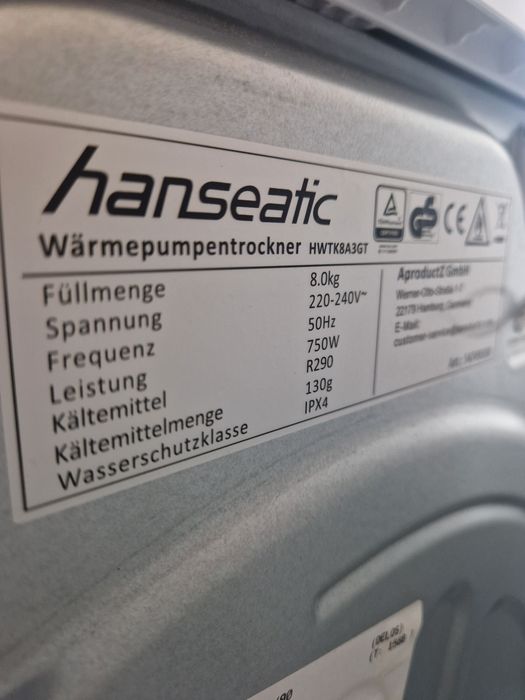Сушилня Hanseatic 8 кг А+++ Нова Доставка