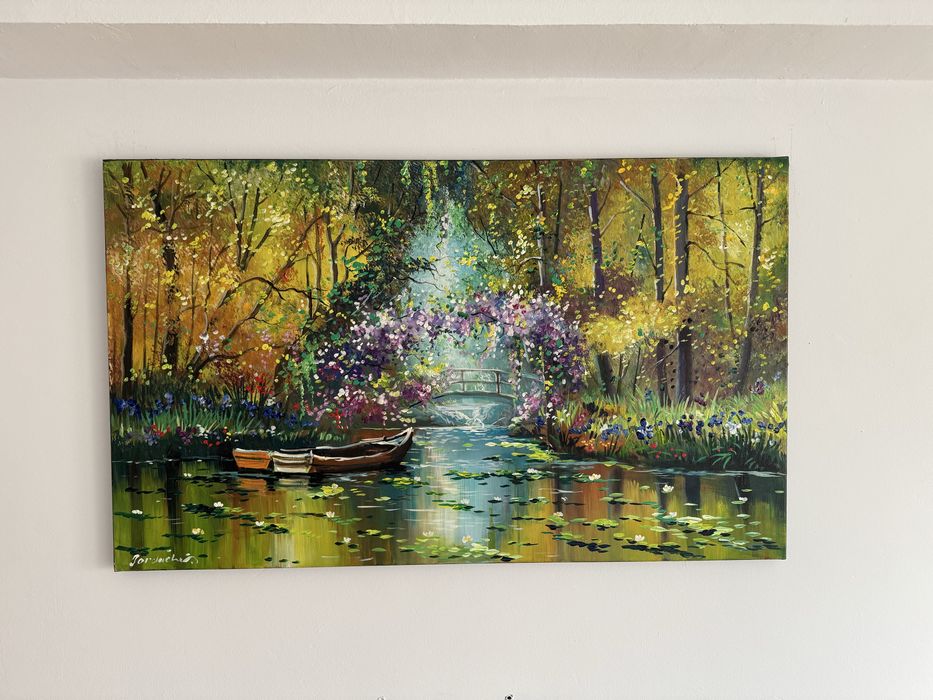 Tablou celebru pictat manual , Podul japonez