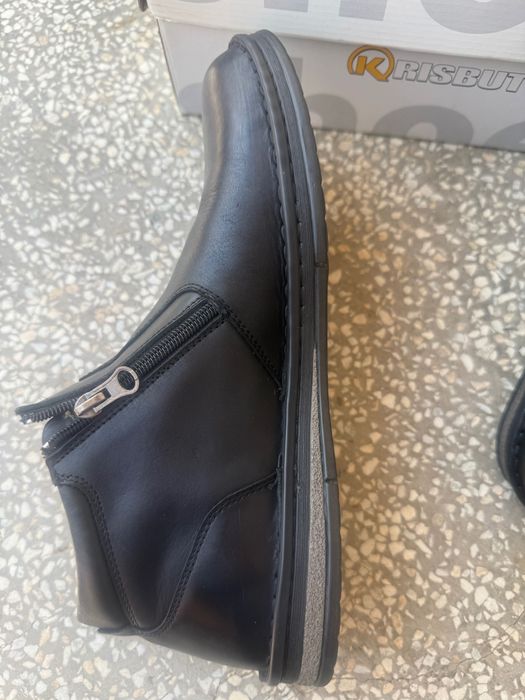 Черни кожени боти с топъл хастар 45 мъжки