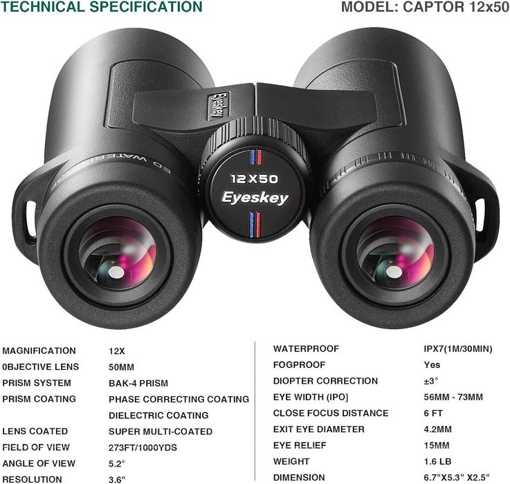 Бинокль Eyeskey Captor 12×50 — вижу дальше, чем другие