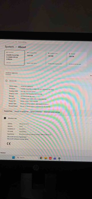 PC i5 10400 series 16GB of ddr4, 250gb nvme SSD. + monitor, keyboard and mouse. компютър, монитор, мишка и клавиатура.