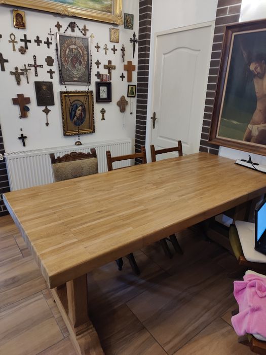 Masă din lemn de stejar masiv 200 x 90 cm