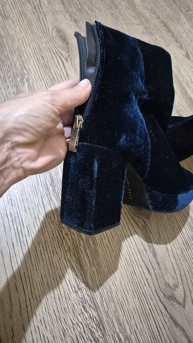 Botine Velvet albastru Zara Trafaluc