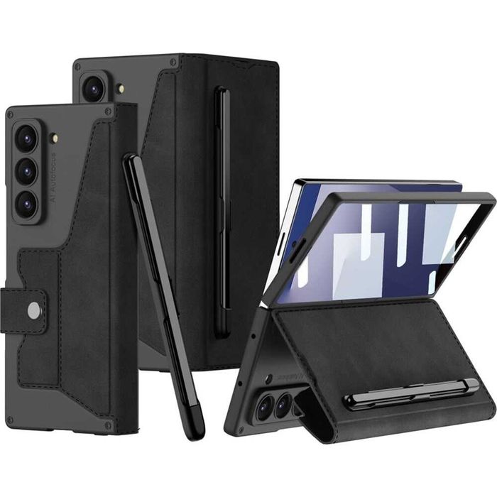 Husa flip carte+Folie SAMSUNG Galaxy Z Fold6 5G/ Z Fold 7 modele difer