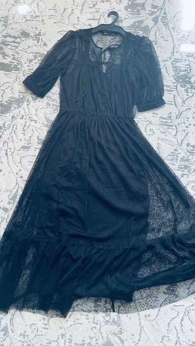 Зара черная длинная платье